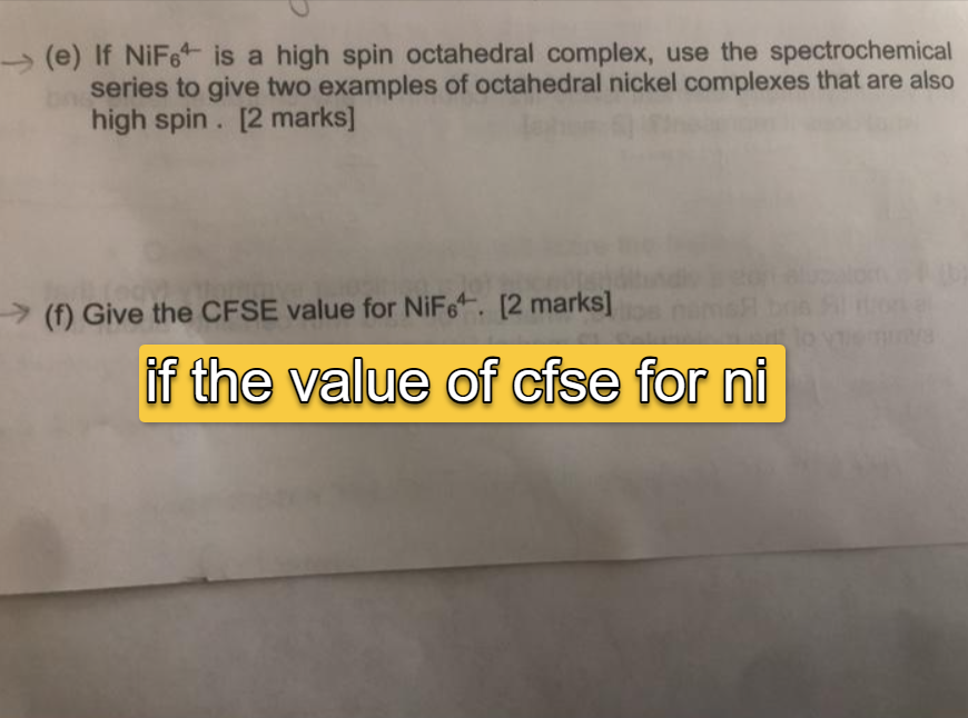 Understanding if the value of cfse for ni is