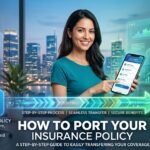 An infographic showing the easy flow of moving an insurance folder from one company building to another with a "Benefits Retained" seal.