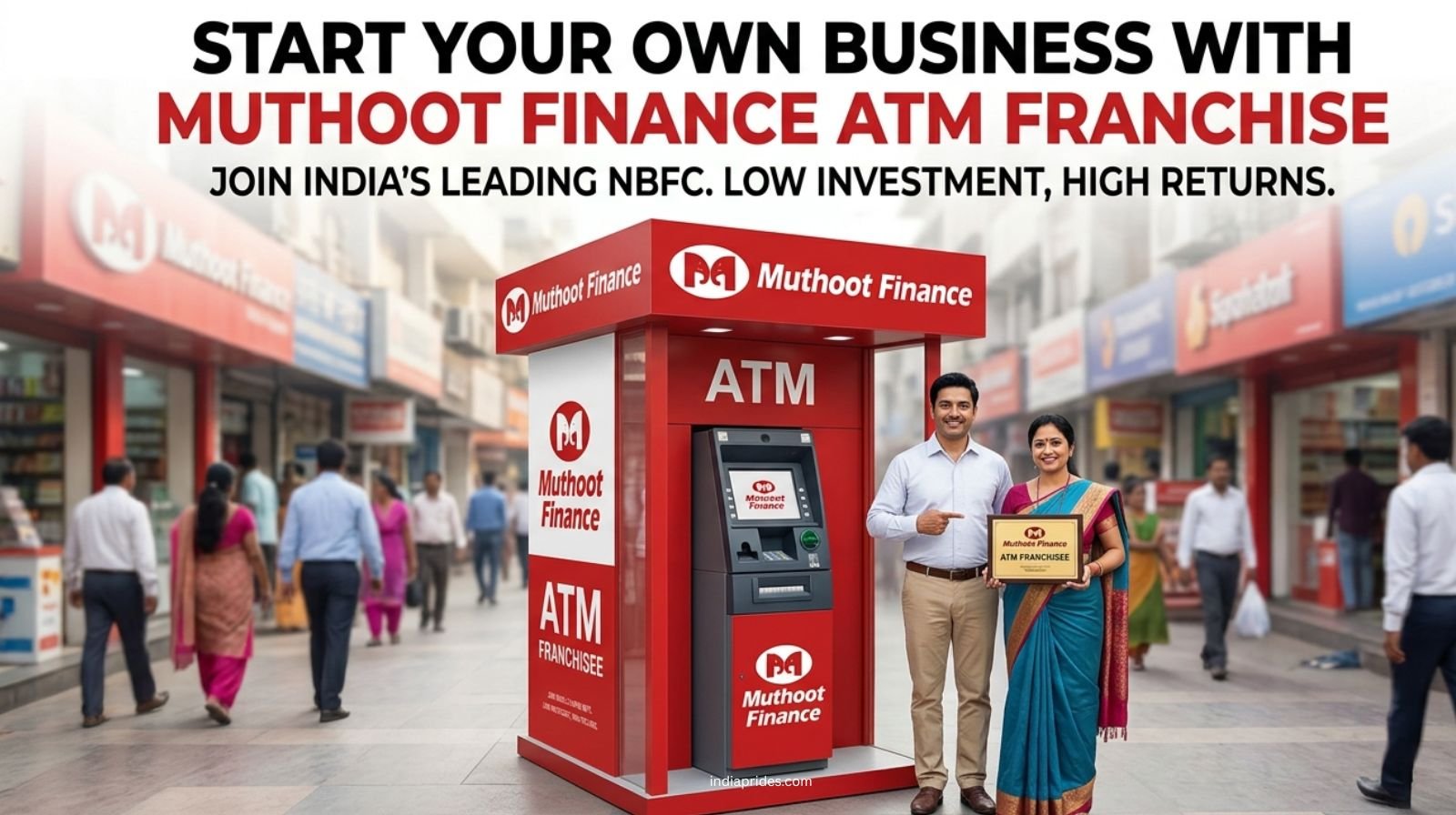 Muthoot Finance branch with an ATM counter highlighting brand trust.